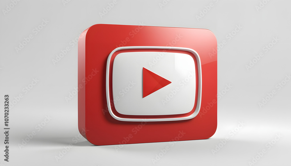 3d YouTube logo play button red square white triangle yt social media icon front view isolated on png transparent background
3d YouTube logo play button red square white triangle yt social media icon front view isolated on png transparent background