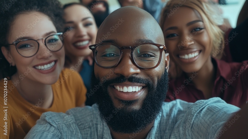 Obraz premium A group of people are smiling and posing for a picture