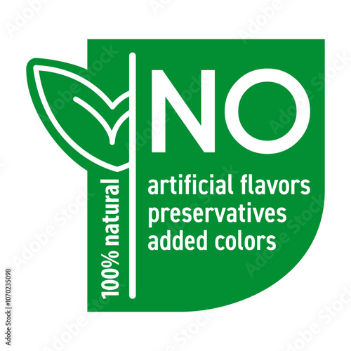 NO additives - flat label with leaf shape