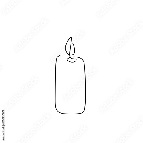 Continuous one line drawing candle 