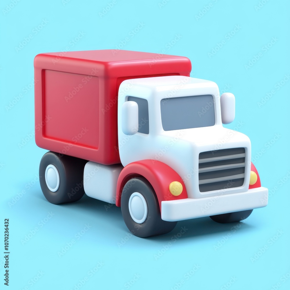 Bright Red Toy Dump Truck on Blue Background Bright Red Toy Dump Truck on Blue Background