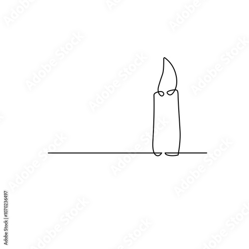 Continuous one line drawing candle 