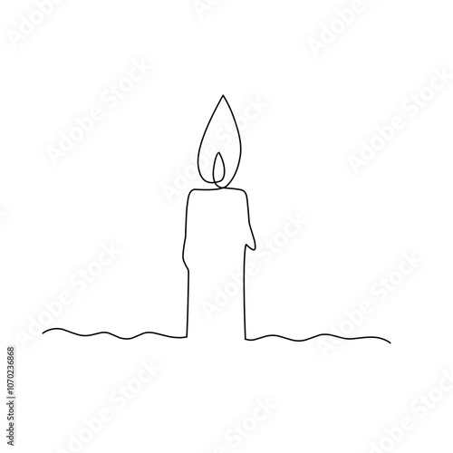 Continuous one line drawing candle 