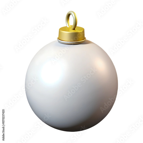 White Christmas Ornament with Gold Cap on transparent or white background