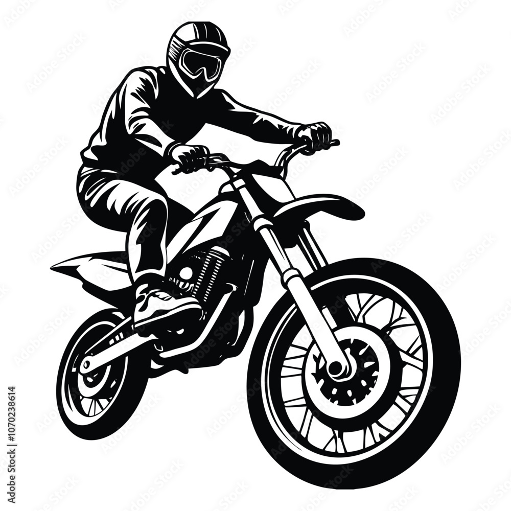 Naklejka premium silhouette of a biker doing freestyle tricks