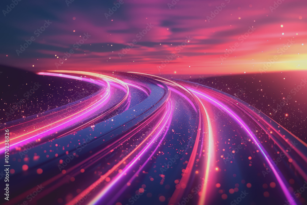 Abstract of vibrant light trails with glowing magic effects. Abstract of vibrant light trails with glowing magic effects.