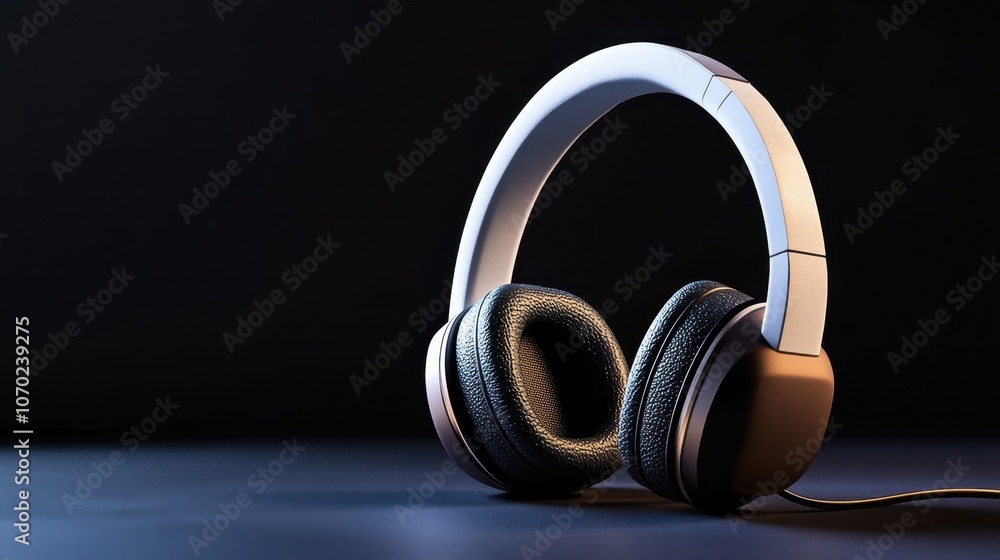 White Headphones on Minimalistic Desk White Headphones on Minimalistic Desk