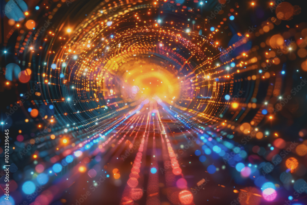 Fototapeta premium Abstract of vibrant light trails with glowing magic effects.