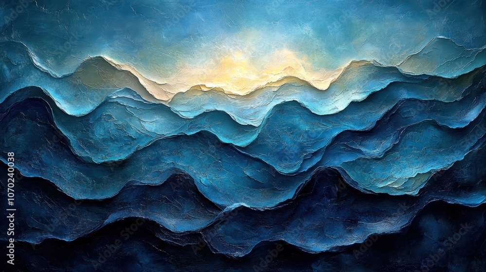 Tranquil Ocean Waves, Oceanic teal and deep navy waves with light foam, creating a serene coastal atmosphere, inviting relaxation and contemplation Tranquil Ocean Waves, Oceanic teal and deep navy waves with light foam, creating a serene coastal atmosphere, inviting relaxation and contemplation