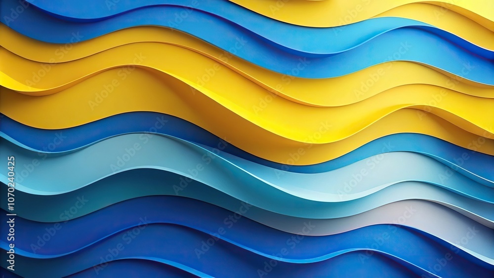 Abstract paper waves design in blue and yellow colors Abstract paper waves design in blue and yellow colors