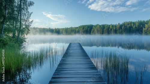 Morning Mist on a Tranquil Lake