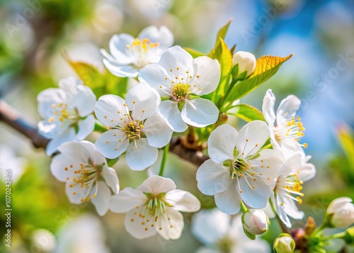 Close-up of delicate cherry blossoms, a minimalist wallpaper for spring.