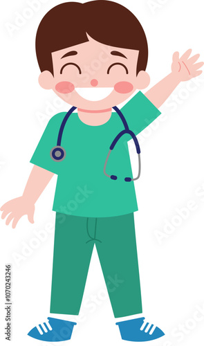 Smiling Boy Doctor Character Illustration