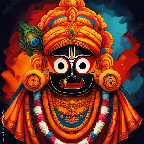 Lord Jagannath with vibrant...