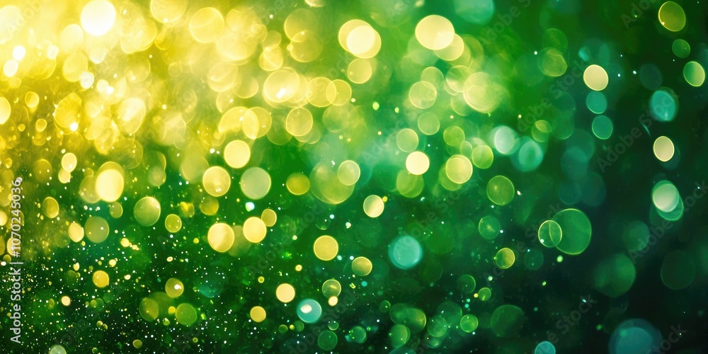 Fototapeta premium green glitter abstract bokeh lights. blurred