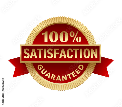 Satisfaction guaranteed seal for labeling, golden medal