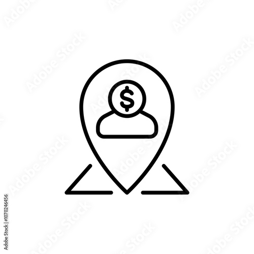 Client location outline icons, minimalist vector illustration ,simple transparent graphic element .Isolated on white background