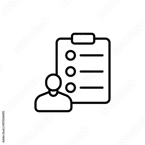 Client task outline icons, minimalist vector illustration ,simple transparent graphic element .Isolated on white background