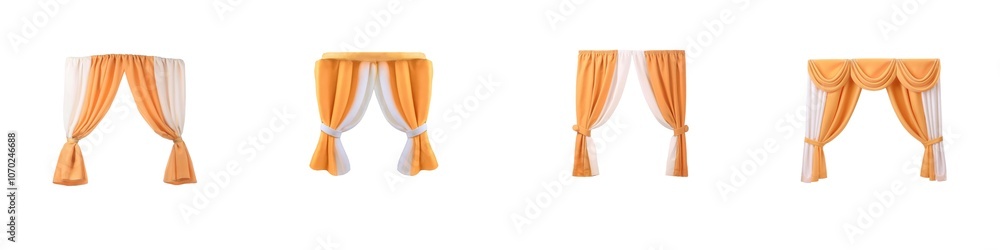 Elegant orange curtains displayed in four different styles, showcasing versatility in home decor. Elegant orange curtains displayed in four different styles, showcasing versatility in home decor.