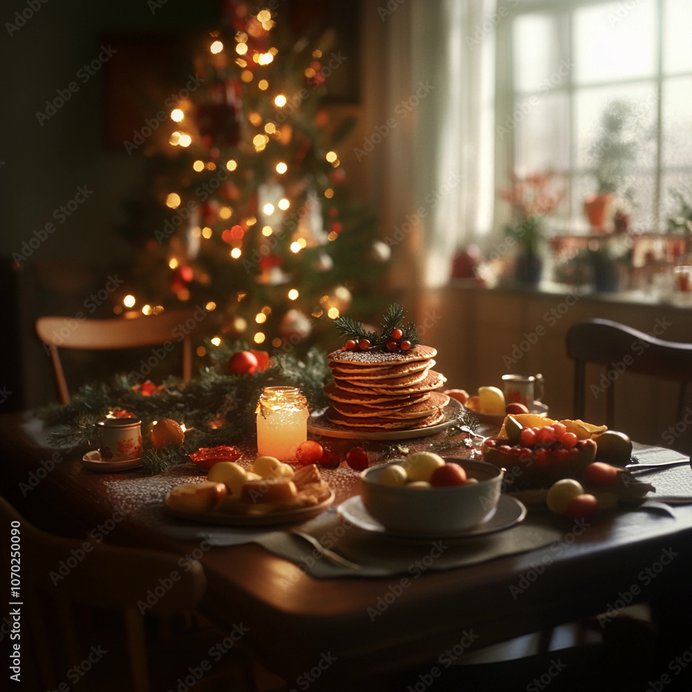 Naklejka premium christmas table setting