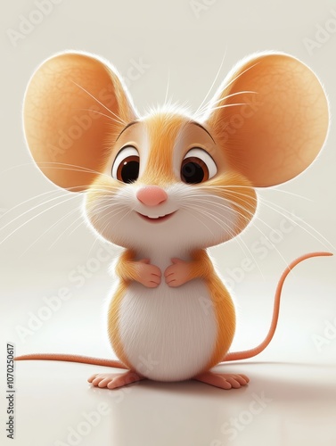 Cute cartoon mouse standing and smiling 