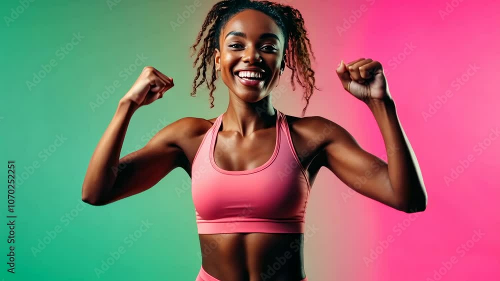 Energetic fitness enthusiast in dynamic studio setting for health motivation Energetic fitness enthusiast in dynamic studio setting for health motivation