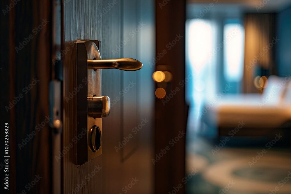 Generative AI Image of Open Hotel Room Door Inviting Traveler for Stay Generative AI Image of Open Hotel Room Door Inviting Traveler for Stay