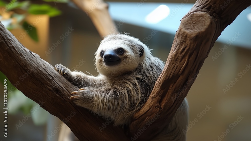 Fototapeta premium A sloth --chaos 10 --ar 16:9 --style raw --v 6.1 Job ID: 53b26f19-a413-48dc-adb1-9908ffb9c8e4