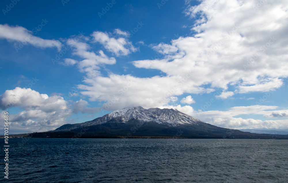 Snow-covered Sakurajima in Kagoshima Prefecture Snow-covered Sakurajima in Kagoshima Prefecture