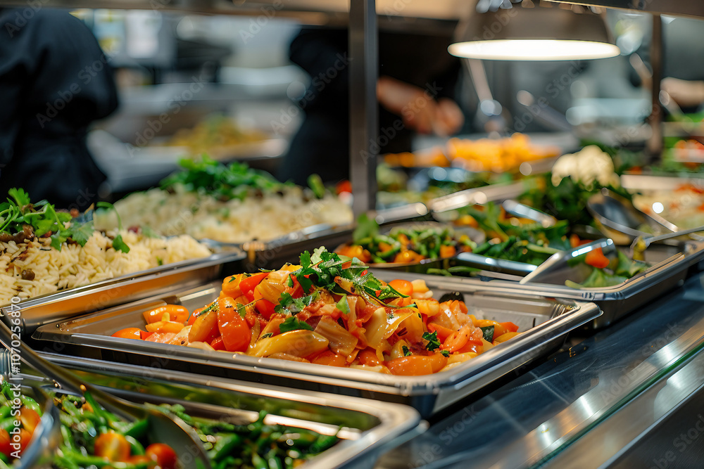 Vibrant College Canteen and Professional Kitchen Setup for School and University Dining cooking place, Generative AI Vibrant College Canteen and Professional Kitchen Setup for School and University Dining cooking place, Generative AI