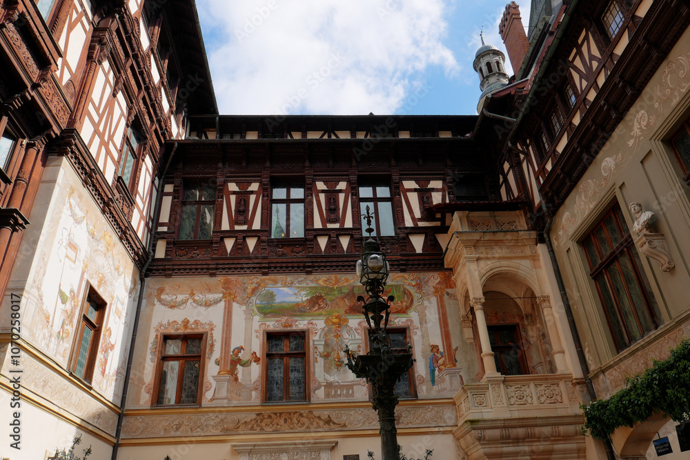 Fototapeta premium view of the fairytale Romanian Peles Castle