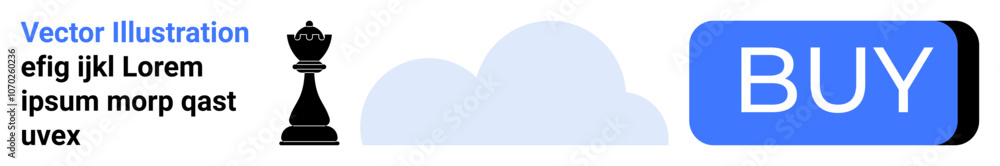 Chess piece, text, clouds, and a blue BUY button. Ideal for digital marketing, e-commerce, strategic planning, online advertisements, learning, minimalistic design, and call-to-action. Landing page Chess piece, text, clouds, and a blue BUY button. Ideal for digital marketing, e-commerce, strategic planning, online advertisements, learning, minimalistic design, and call-to-action. Landing page