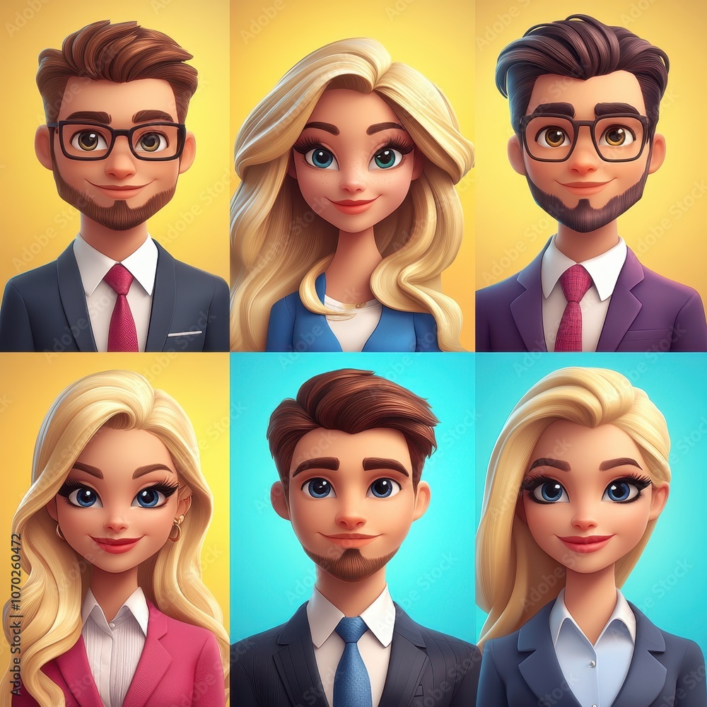 Cartoon professionals in formal outfits Cartoon professionals in formal outfits