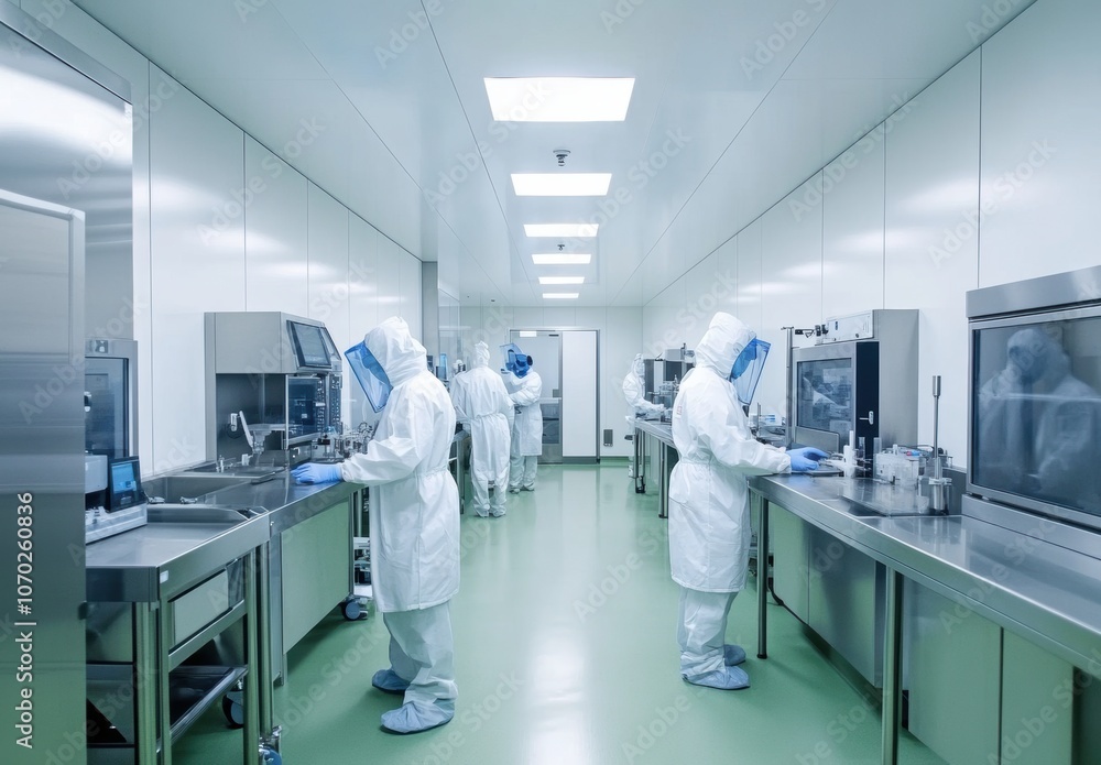 Cleanroom Lab Workers. Cleanroom Lab Workers.