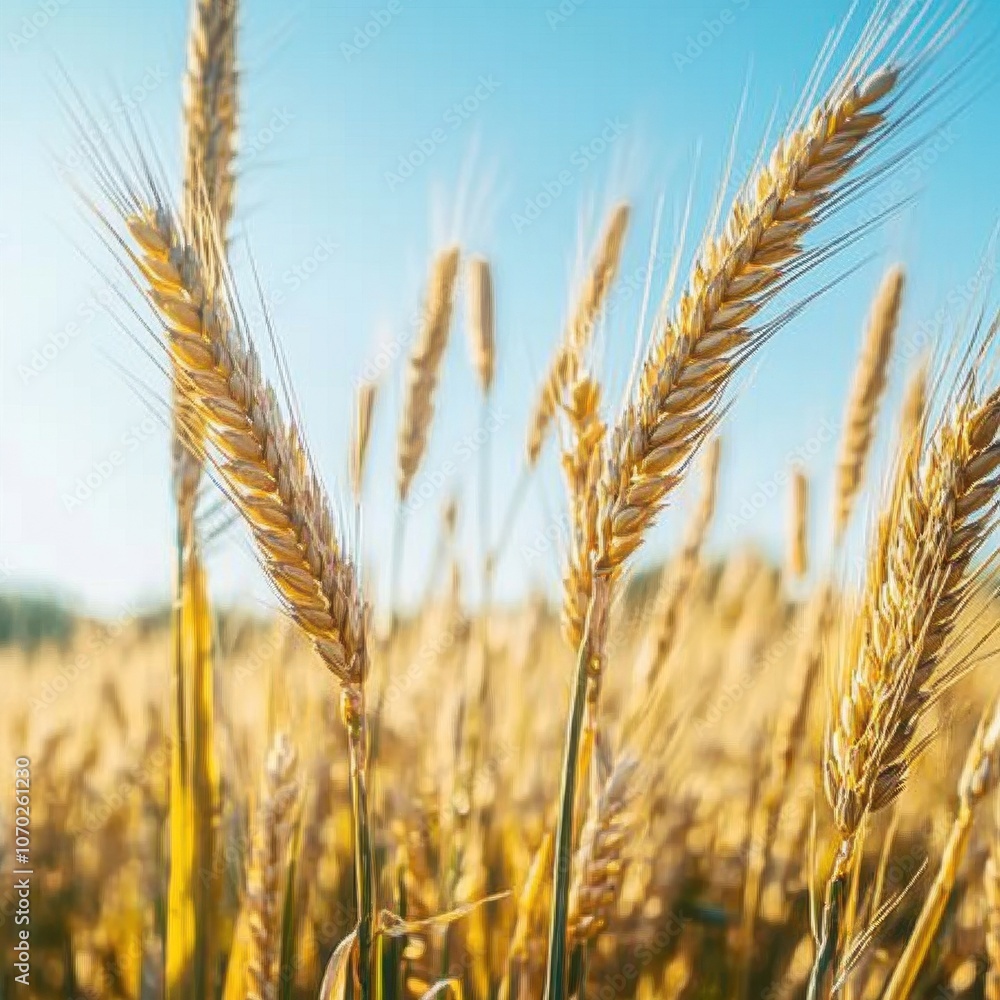 Ears of rye field, agriculture. Grain harvest. Yellow ears of grain on a field on a sunny day. Beautiful landscape of an agricultural field, ears of grain. Agricultural business concept. Grain harvest Ears of rye field, agriculture. Grain harvest. Yellow ears of grain on a field on a sunny day. Beautiful landscape of an agricultural field, ears of grain. Agricultural business concept. Grain harvest