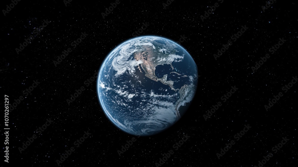 Earth surrounded by a thin atmosphere in dark space Earth surrounded by a thin atmosphere in dark space