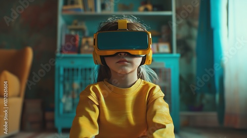 Child with Toy Virtual Reality Headset 8K Photorealistic photo