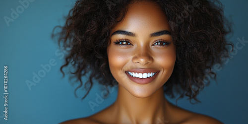 Portrait of smiling black cute young woman