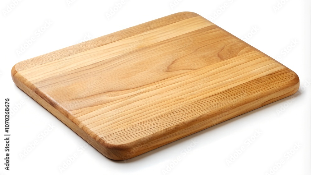 Wooden cutting board with a smooth surface on a white background. Wooden cutting board with a smooth surface on a white background.