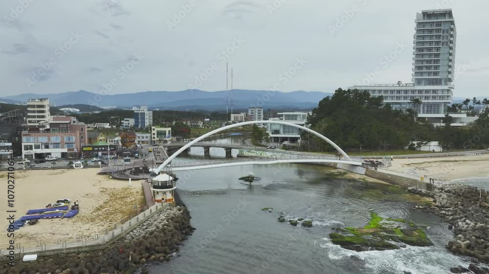 Drone View of Gangneung City in South Korea, Gangwon-do, Beach, autumn, 60fps Drone View of Gangneung City in South Korea, Gangwon-do, Beach, autumn, 60fps