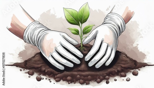 Hands planting plant  photo