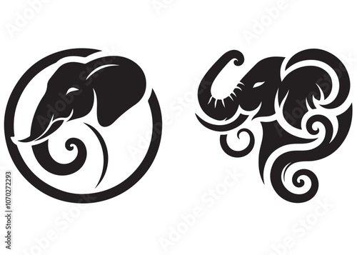 Canvas Print elephant head logo vector design, elephant head Vector Silhouette Illustration,