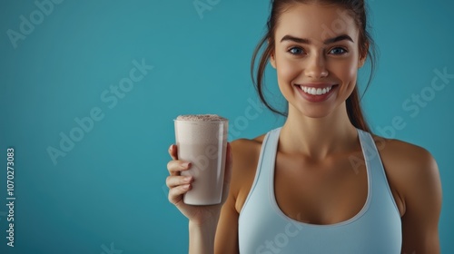 Smiling Woman Holding a Coffee Cup 