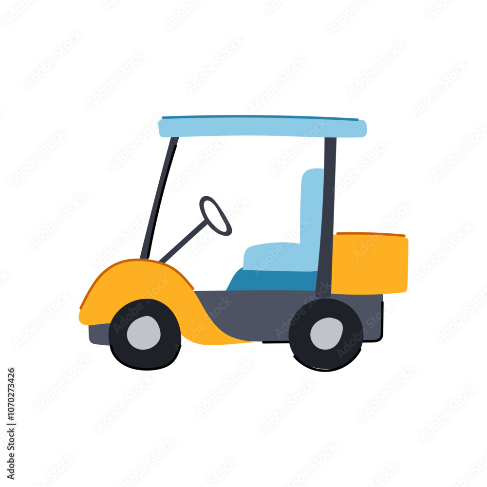 Fototapeta premium gas golf cart cartoon. club course, speed battery, turf green gas golf cart sign. isolated symbol vector illustration