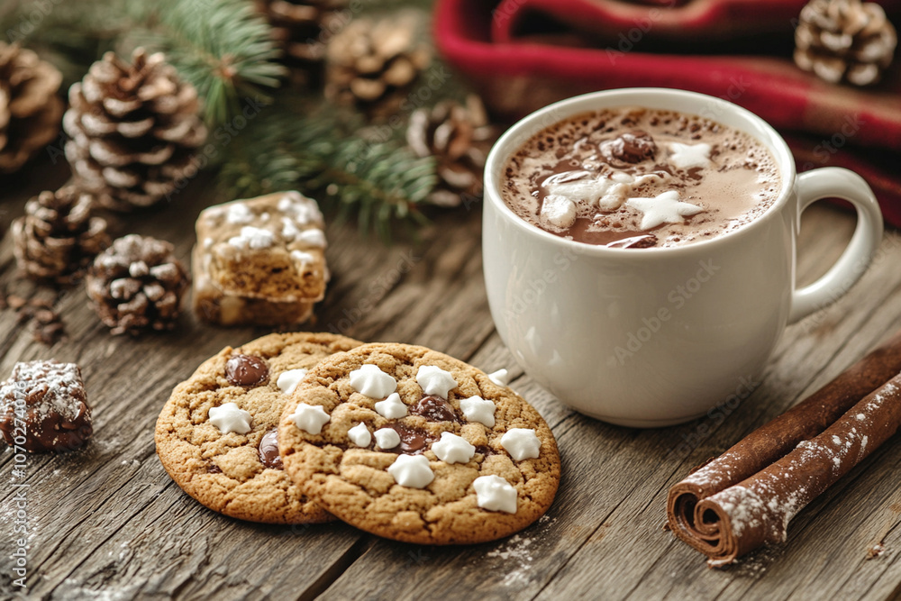 Christmas Cookies and Hot Chocolate on a Wooden Table. JPG Christmas Cookies and Hot Chocolate on a Wooden Table. JPG