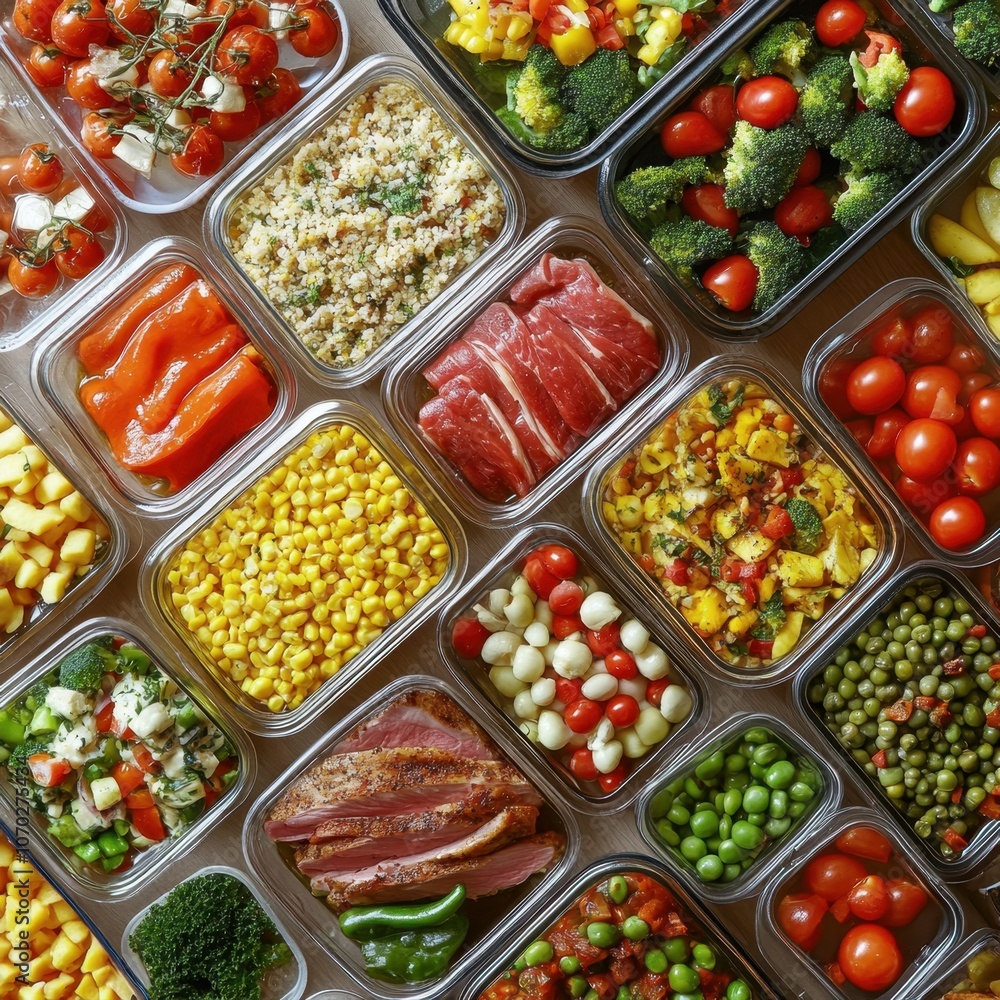 Colorful Meal Prep in Plastic Containers Colorful Meal Prep in Plastic Containers