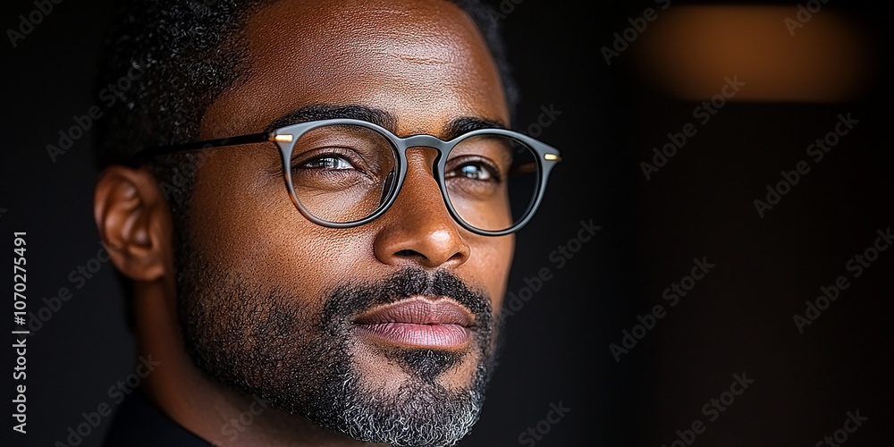 Portrait of an attractive dark-skinned man wearing glasses Portrait of an attractive dark-skinned man wearing glasses