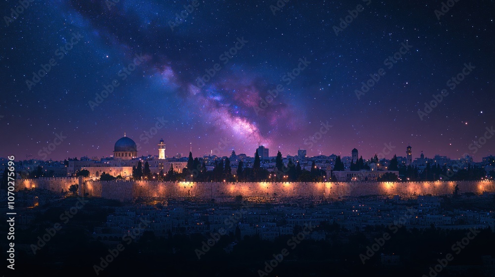 Jerusalem Skyline Under the Milky Way Jerusalem Skyline Under the Milky Way