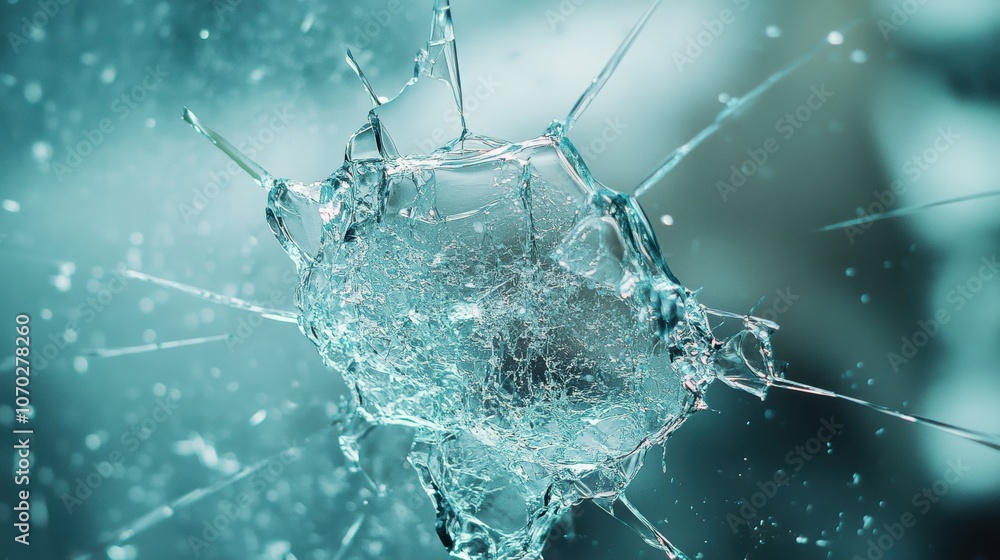 Broken pieces of transparent glass close up on light background, splash or shattering glass close up Broken pieces of transparent glass close up on light background, splash or shattering glass close up