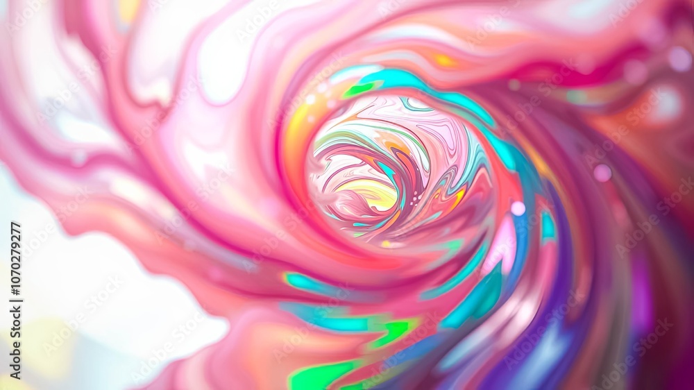 Fototapeta premium Abstract Whirl of Vibrant Hues Forming a Circular Pattern with a Glimpse of a Distant, Brighter Center
